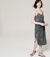 LOFT CHARCOAL FLORAL SUMMER MIDI DRESS SIZE: XS NWT