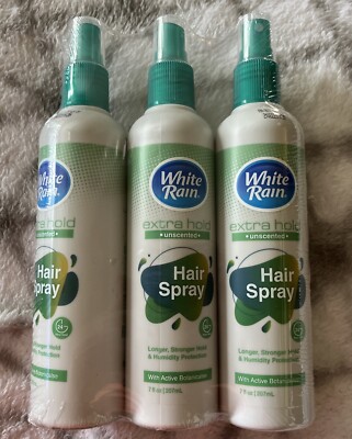 3 Pack White Rain Extra Hold Unscented Hair Spray, 7 fl oz