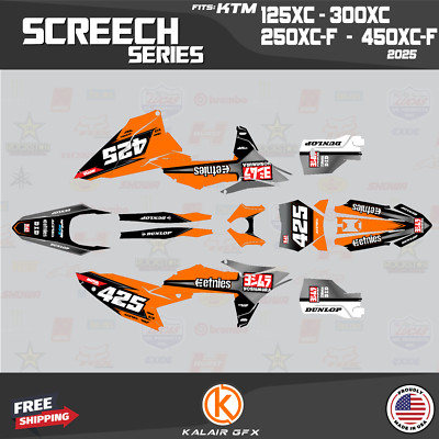 Graphics Kit for KTM 2-Stroke 125XC 250XC 300XC (2025) Screech - ORANGE