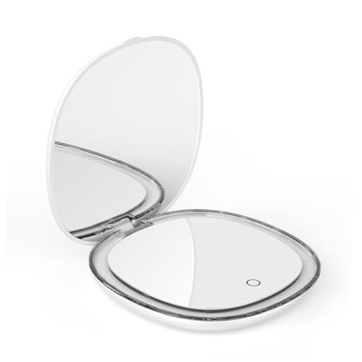 3X Magnification Folding Vanity Mirror with Adjustable LED Lighting