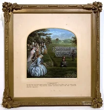 19th c. BRITISH MILITARY Naive Folk Art ORIGINAL ILLUSTRATION PAINTING Attention