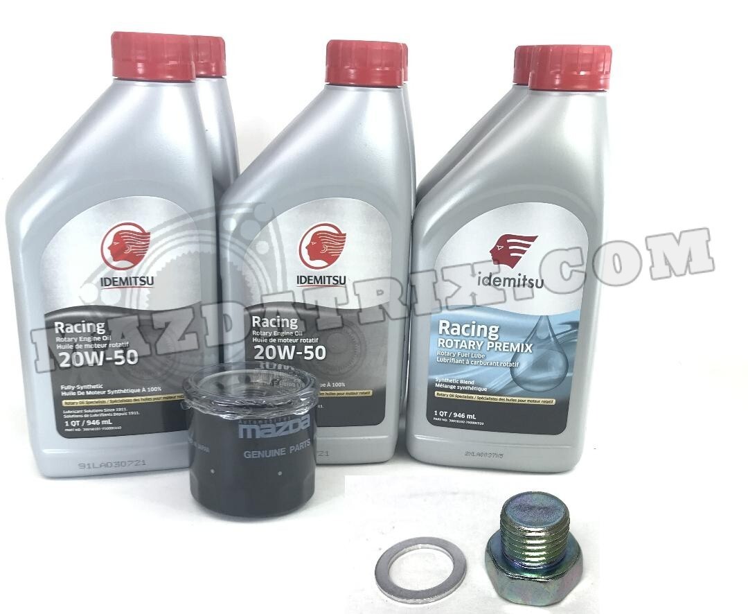 RX8 OIL CHANGE KIT, 20W50 IDEMITSU + OIL FILTER + PREMIX + OIL DRAIN