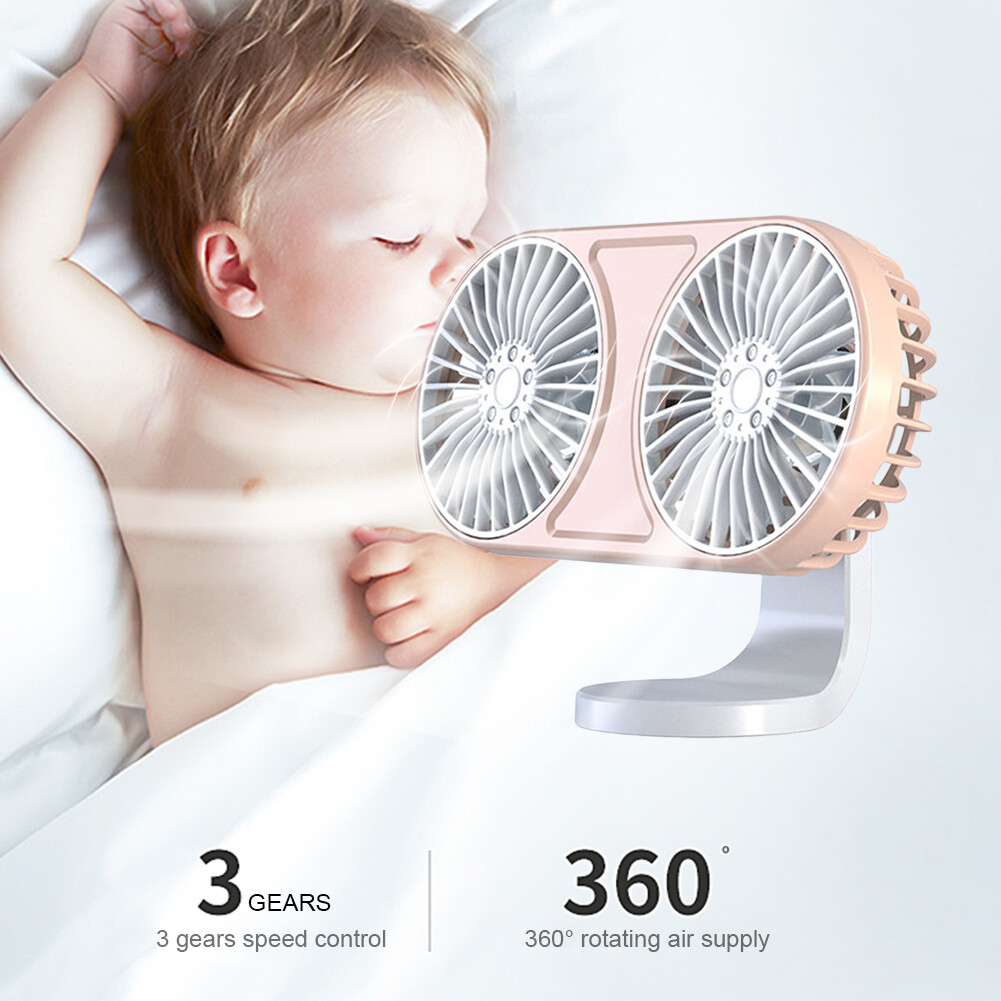 5V Auto Ventilation Fan 360 Degree Rotating USB Auto Electric Fan (Pink ...