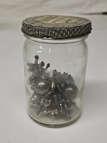 Vintage Jacks / Jax And Vintage Clay Marbles Game Pieces Glass And Metal Marble - Picture 2 of 3