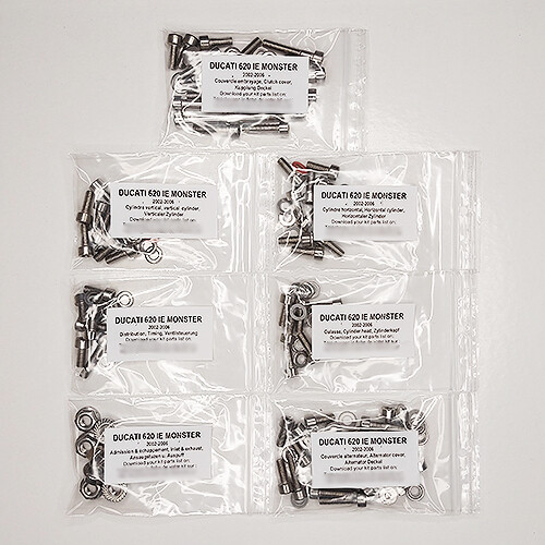 Kit vis allen inox n°1 moteur Ducati 620 ie Monster 2002-2006