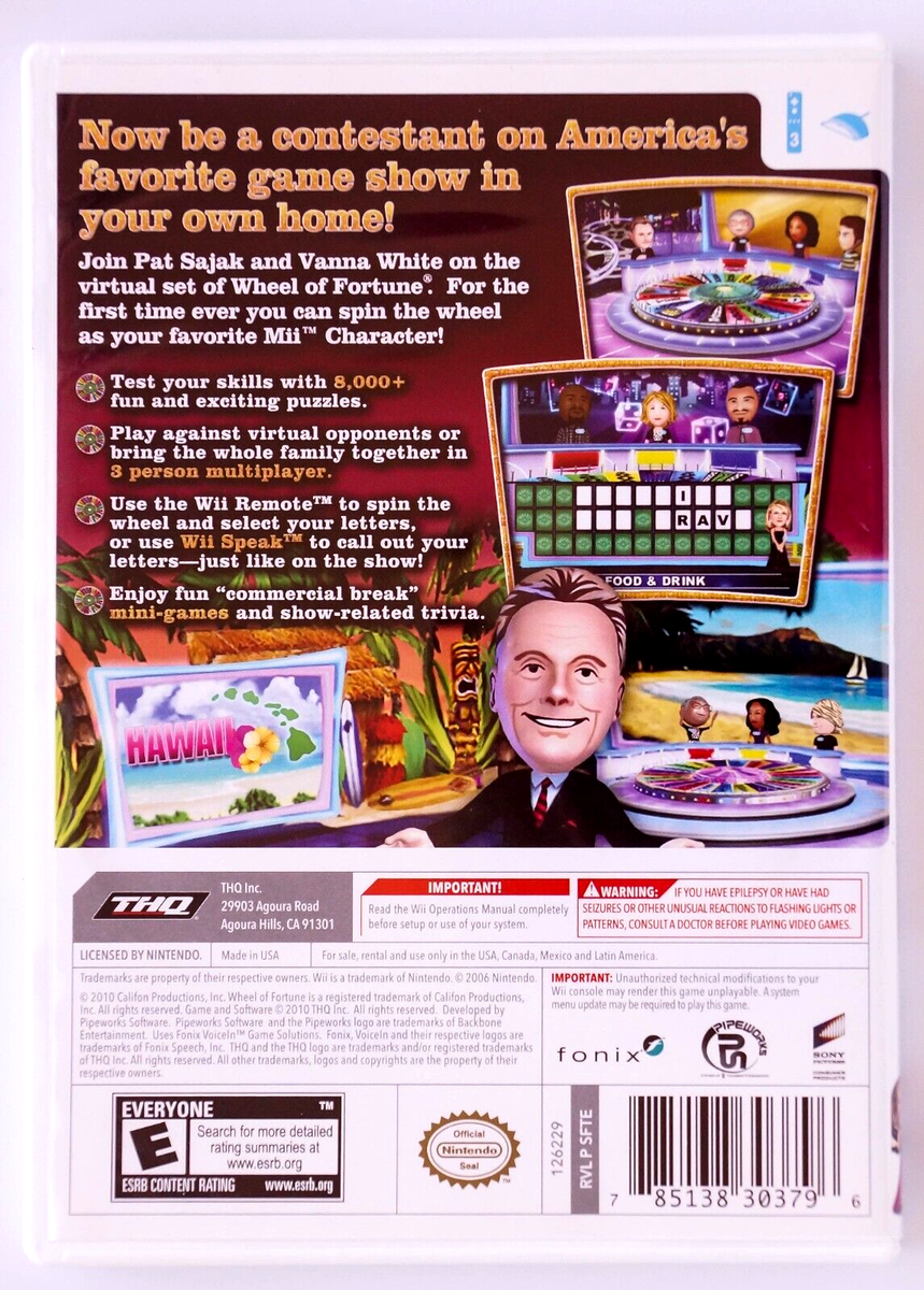 Wheel of Fortune - Nintendo Wii, Pat Sajak and Vanna White Cover