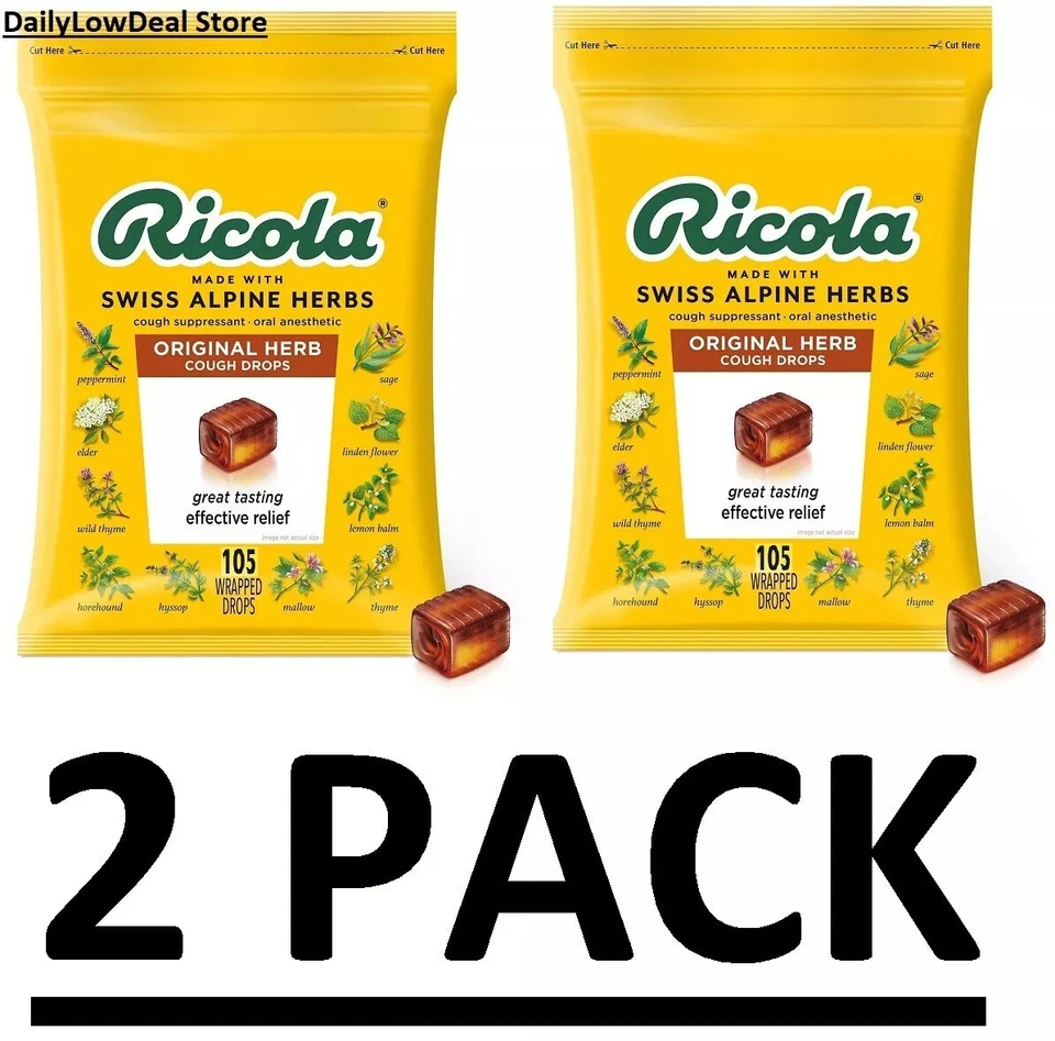 PACK 2 - Gotas para la tos de hierbas naturales originales Ricola 105 ct (Total 210) ¡ENVÍO GRATUITO!! Foto 4 de 4