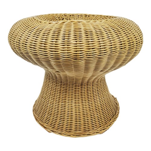Vintage Rattan Stool Mushroom Footstool Plant Table Boho Mushroomcore MCM