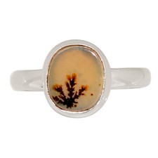 Natural Scenic Dendritic Agate 925 Sterling Silver Ring Jewelry s.7.5 ALLR-31293