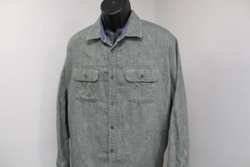 Camisa de Franela Carbono 2 Mezcla de Yak Cobalto Verde Manga Larga con Bolsillos Hombres 2XL XXL Foto 2 de 4