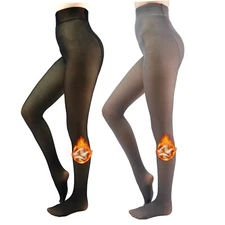 womens fleece lined footed leggings large, 2 Pairs