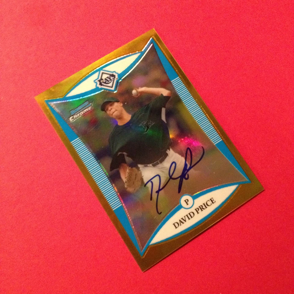 David Price 2008 Bowman Chrome Auto Rookie Gold Ref 34/50 QUASE PERFEITO-ESTADO PERFEITO! FRETE GRÁTIS - Imagem 2 de 4