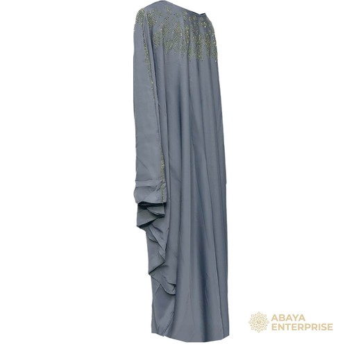 Graues Fledermaus Abaya Farasha Jalabiya arabisches langes Kleid - Bild 3 von 4