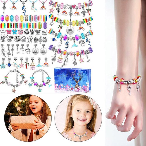Girls Bracelet Making Kit Beads Jewellery Charms Pendant Set DIY Craft Kids Gift - Picture 40 of 42