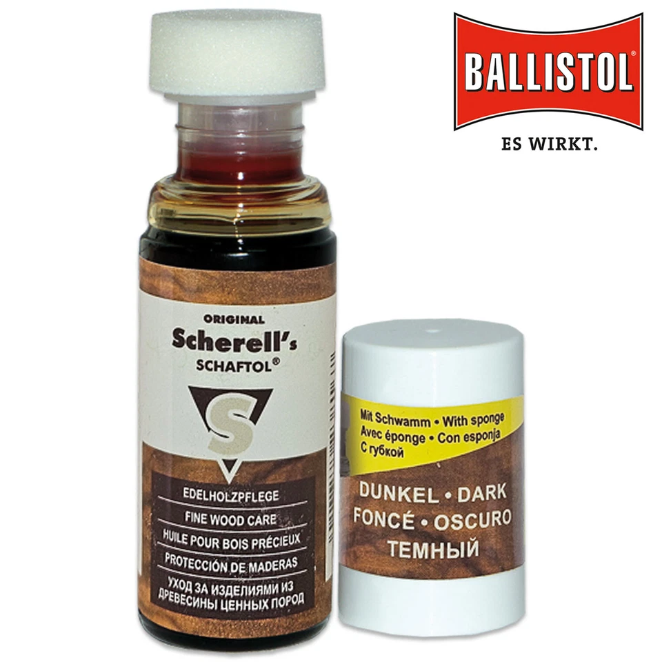 Ballistol Scherell's Schaftol dunkel Holzpflege Schutz Waffenpflege Holz 50ml