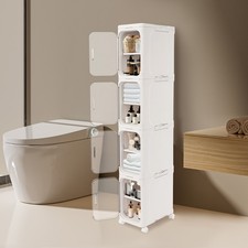 4-tier Slim Bathroom Storage Cabinet, Narrow Floor Standing Storage Cabinet