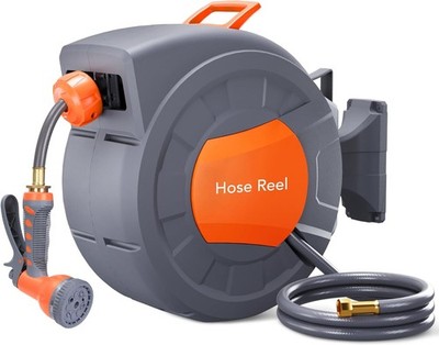 Wall Mount Hose Reel 100ft Auto Rewind