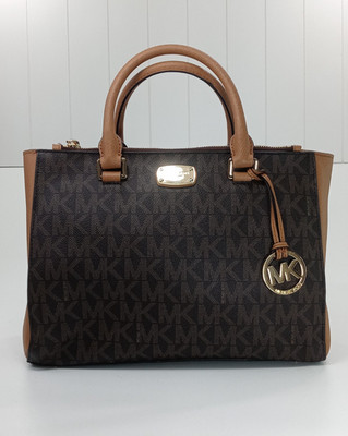 Michael Kors Kellen Medium Saffiano Signature Logo Leather Satchel Tote Bag