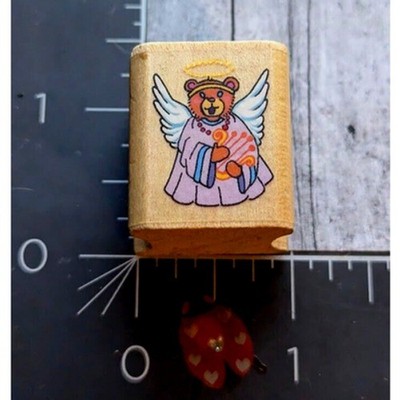 Noteworthy Teddy Bear Angel 1994 Rubber Stamp Wood #G61