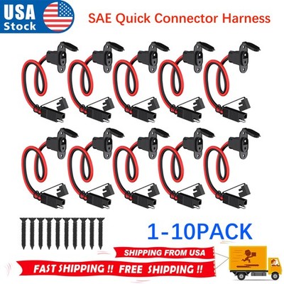 Lot SAE Connector Harness 1FT 12AWG SAE Adapter Male Plug to Female Socket Cable
