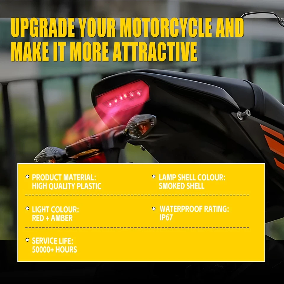 Luz trasera LED integrada señal de giro de freno para Honda Grom 125 CBR650F 2014-2023 Foto 3 de 4