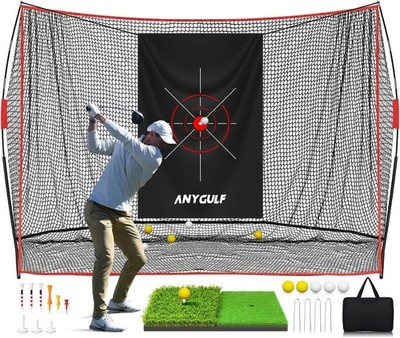Pro Golf Net, 10x7ft Heavy Duty Golf Practice Net with Mat, Outdoor Indoor