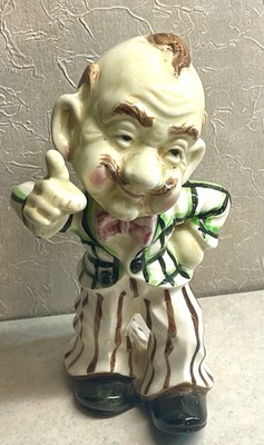 Vintage 40's Bald Man Ceramic Figurine Shaking His Finger Rare 7''