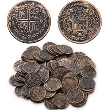 100 Pcs Plastic Gold Coins Set Pirate Coins Fake Toy Tokens Treasure Coins Rewar