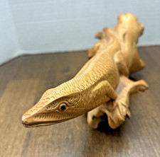 Hand Carved Iguana Lizard Driftwood Root Wood...
