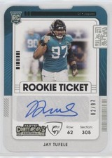 2021 Panini Contenders Rookie Ticket Ticket Stub 82/97 Jay Tufele #199 Auto z7j