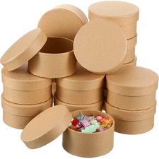 Geyee 24 Round Paper Mache Boxes with Lids, 3.9" Small Crafts Gift Box Set