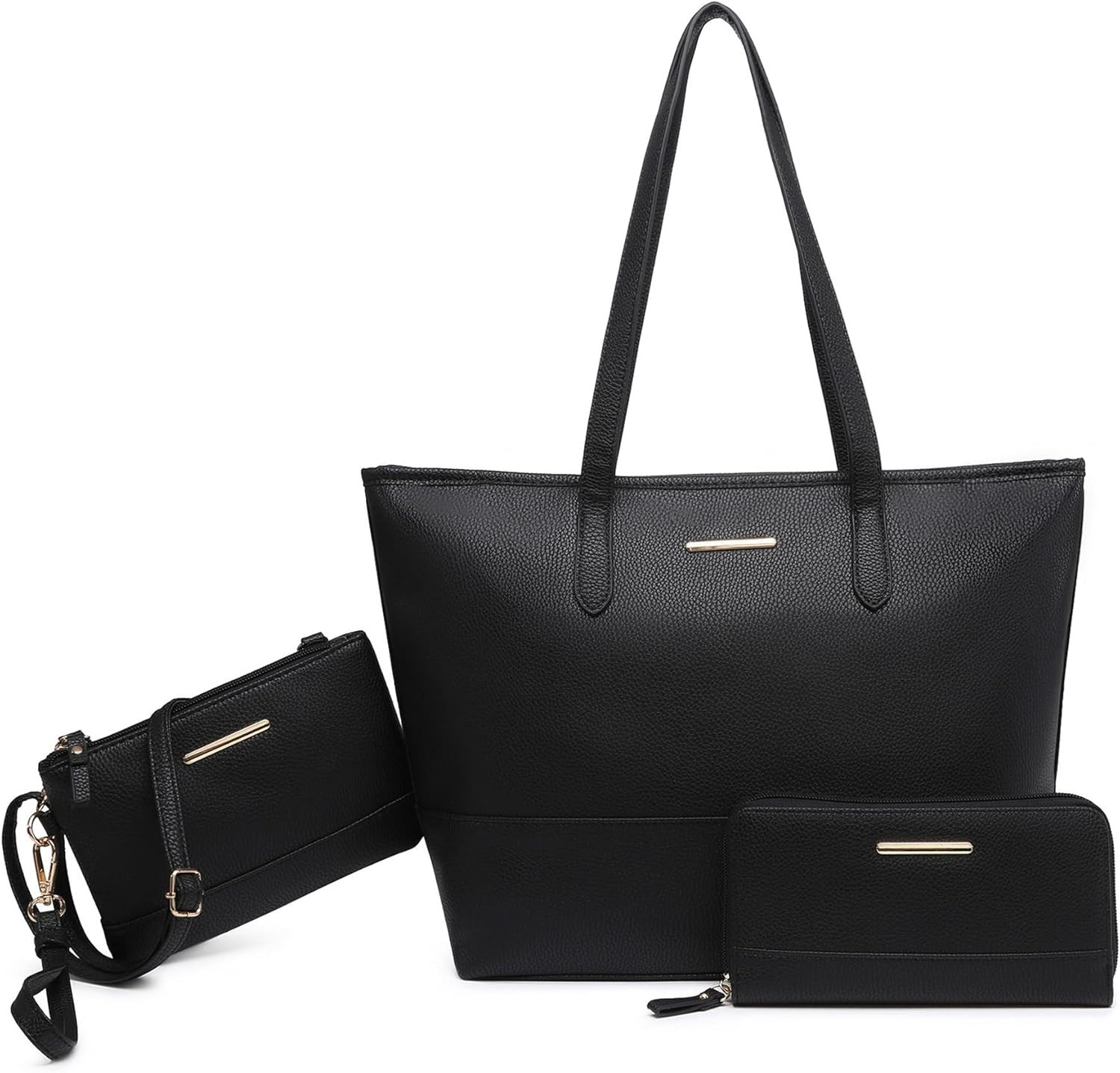 3Pcs Set De Bolsos Mujer Cuero Vegano Bolso De Mano Hombro Y Cartera Elegante