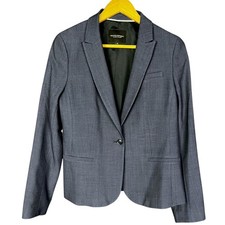 Women's Banana Republic Navy Blue Classic Wool Stretch Blazer Office Preppy - 10
