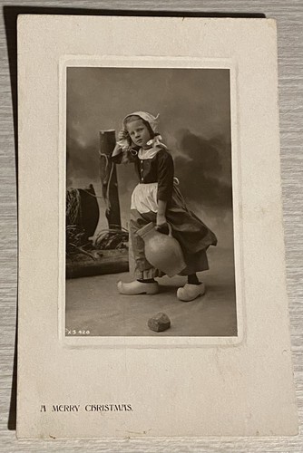 Postcard RPPC Merry Christmas Dutch Girl - Picture 1 of 2