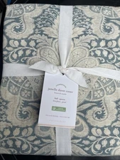 Pottery Barn Janelle Print Damask Scroll Paisley Full/Queen Duvet - Blue - New