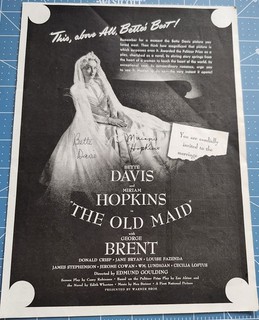 Pubblicità Vintage Originale Bette Davis Miriam Hopkins Autografata "The Old Maid" 1939