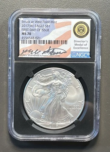 2017 W MS70 Silver Eagle Miles Standish Medal Of Exc. / Struck @ West Point FDI