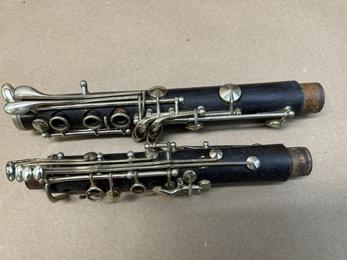 Vintage Unmarked Bb Clarinet Wood Upper And Lower Joints