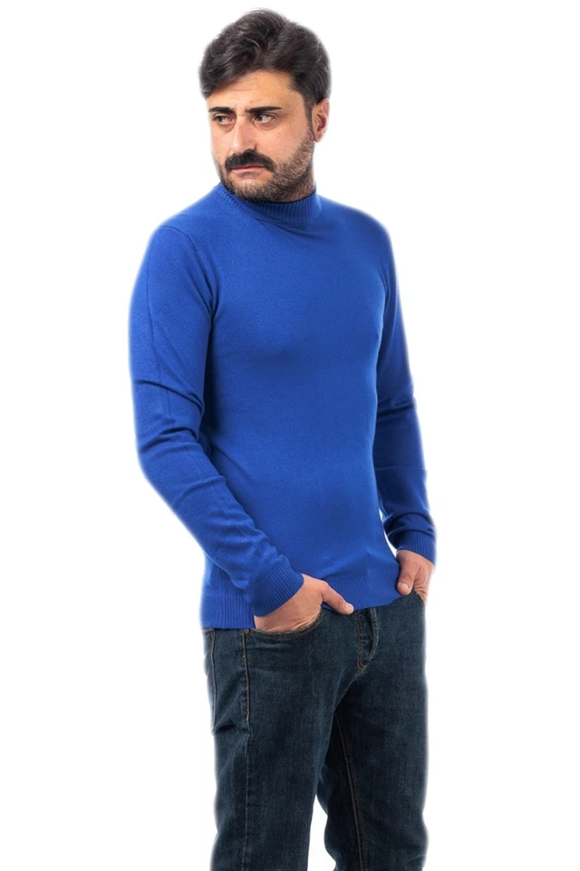 Maglione Mezzo Collo Uomo Lana Cashemere Maglioncino Sottogiacca Pullover VEQUE