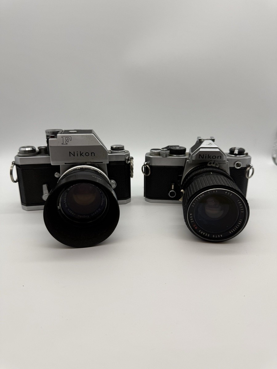 Lot of 2 Nikon F Photomic FTN Silver 35mm SLR Film Camera Vintage