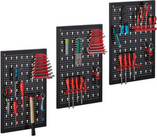Pannello Portautensili, Set 3 Pareti Con 17 Ganci Porta Utensili, Parete Banco D