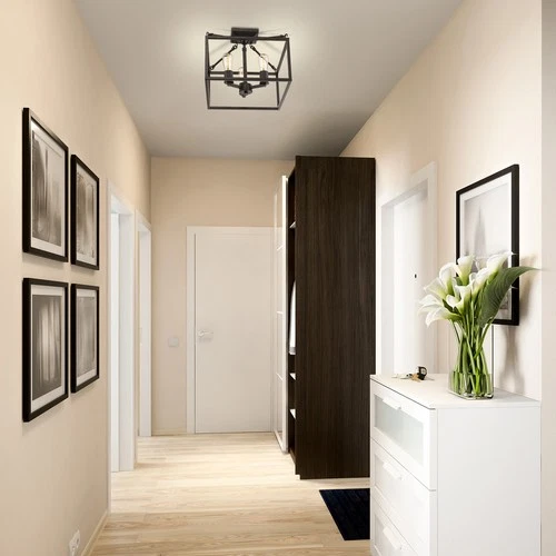 Golden Lighting 2072-SF Wesson 3 Light 14"W Semi-Flush Square - Black - Picture 3 of 6