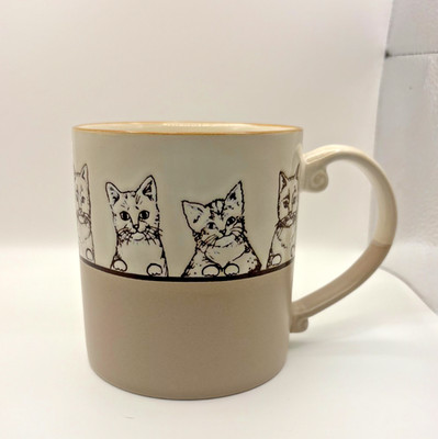 Spectrum Designz Jimbo Cats Ceramic Coffee Mug 21oz Taupe Brown Sketch Kitty Cat