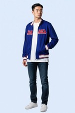 PAN AM Jacket Unisex Size Medium blue zippered long sleeve Vintage