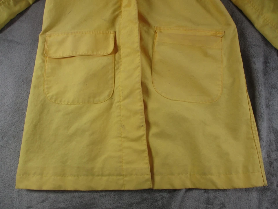 L.L.Bean Jacket Womens Medium Yellow Hooded Nautical Anchor Lined Cotton Coat - Image 2 of 4