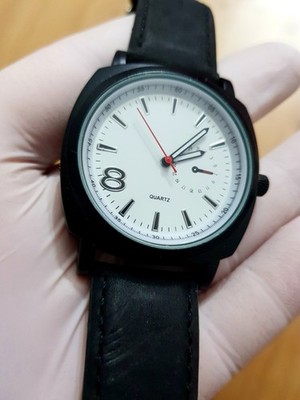 Herren Armbanduhr Schwarz Weiß | Quartz Uhr | Minimal Design | Neu Batterie