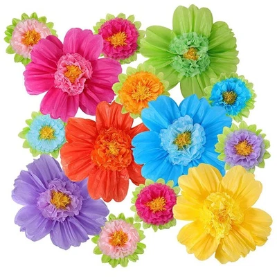 12 Fleurs En Papier à Faire Soi-même, pour Un Anniversaire, Un Salon Ou Une - Photo 1/3