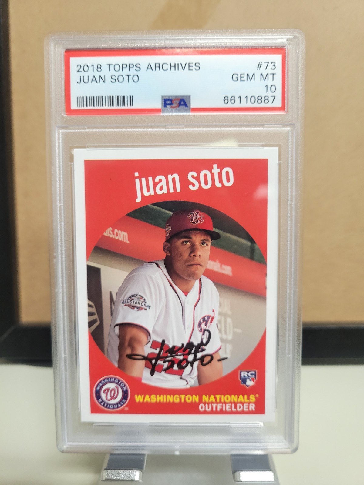 Topps Archives 2018 Juan Soto #73 Rookie PSA 10 Washington Nationals view 2