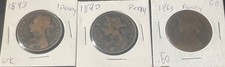 1863 1890 1893 United Kingdom 1 Penny Queen Victoria Coins Lot of 3