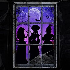 Halloween Window Decorations, Large Hocus Pocus Halloween Window Cover, Reusable